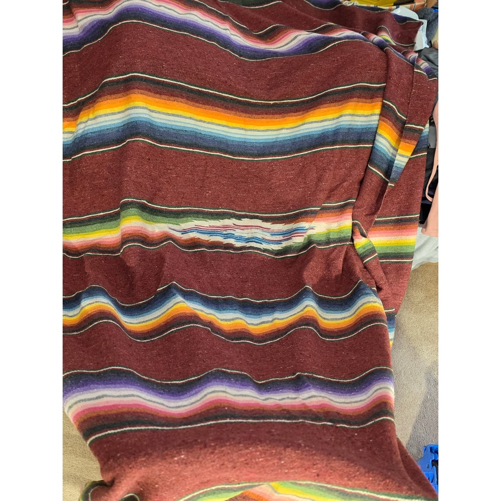 Mexican Serape Blanket Wool Multicolor Stripe Woven Throw 56x88 Southwestern - Picture 9 of 9